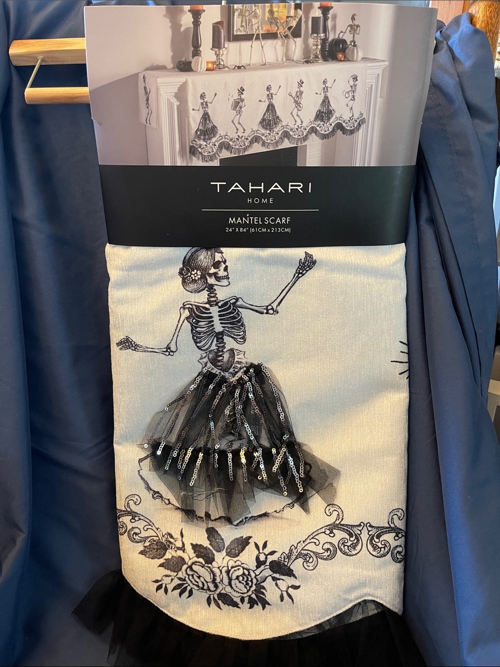 Tahari Musical Dancing Skeletons Mantel Scarf